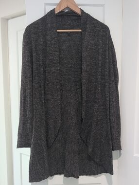 Eileen Fisher Brown Open-Front Knit Cardigan..Wool, Linen And Silk. Size S.
